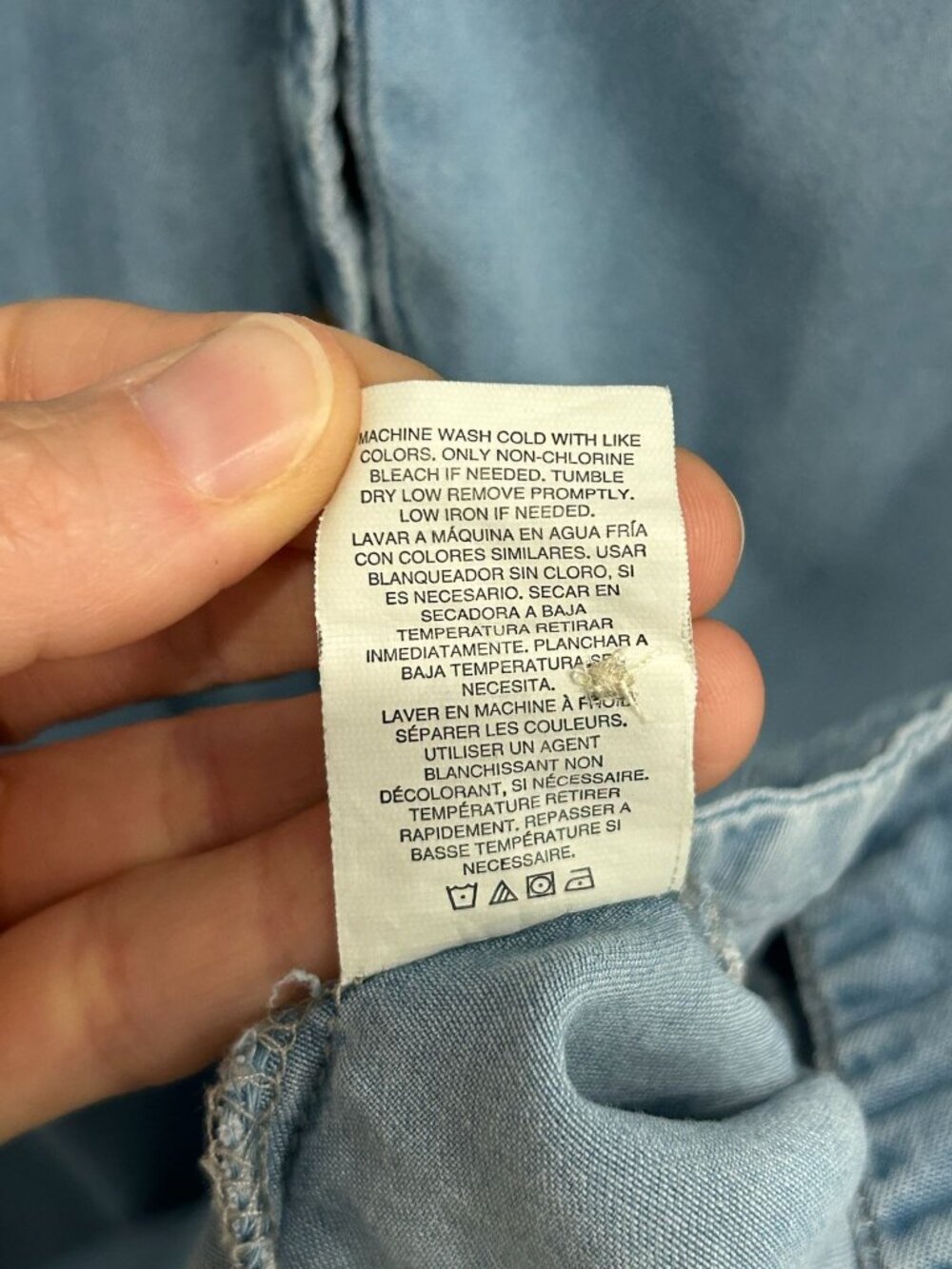 Thread + Supply Small Blue Tencel Button-Down Frayed Shirt Minimalist Coastal - Picture 9 of 11